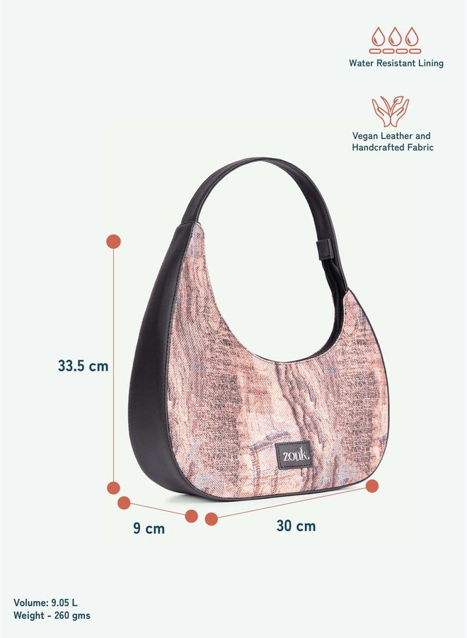 ZOUK Small Shoulder Bag | Vegan Leather Evening Bag for Women with Shoulder Strap, Zip Closure & Water-Resistant Lining | Stylish Handcrafted Purse | Ladakh Impasto - Image 5